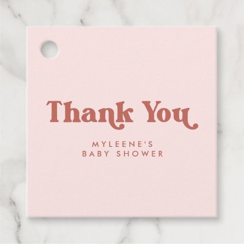 Retro Blush  Terracotta Baby Shower Thank You Fav Favor Tags