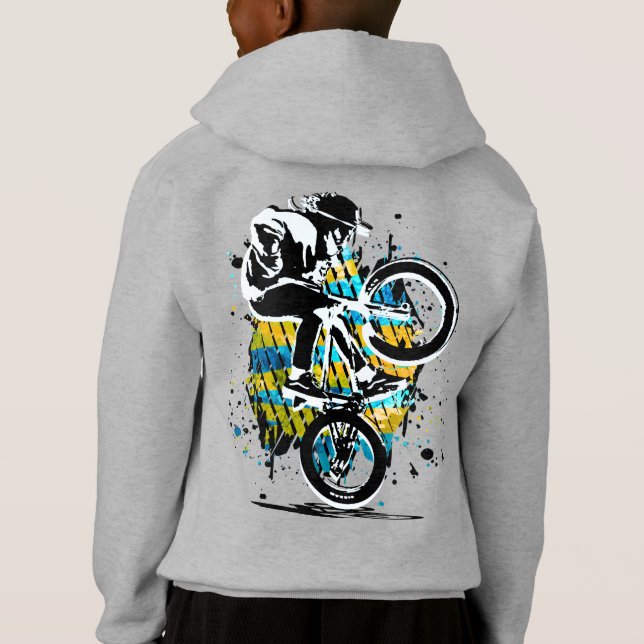 Retro Bmx Bike - Bmx Trick Jump Flatland Hoodie (Back)