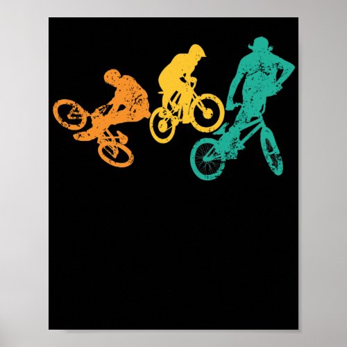 Retro BMX biker race bike tricks stunts Poster