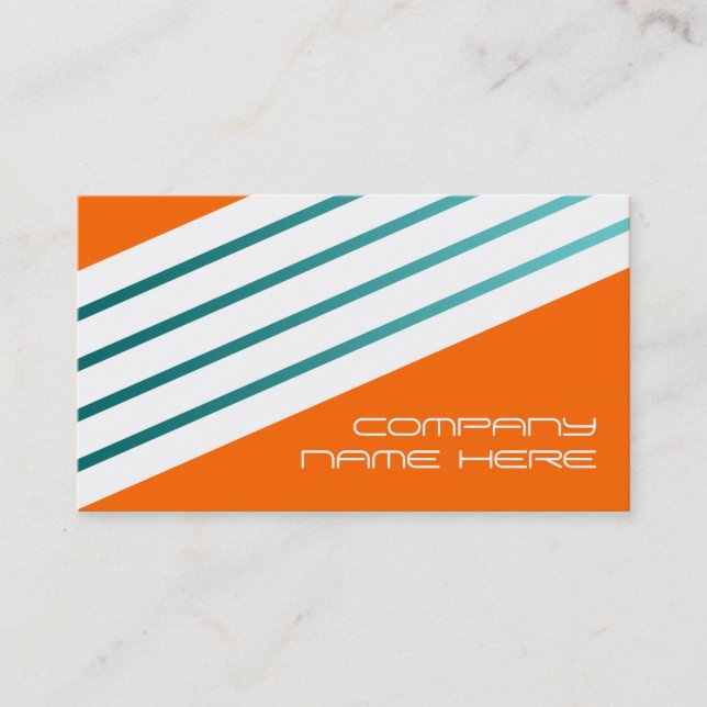 retro board stripes orange business card (Front)