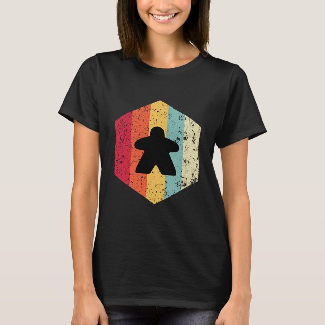 Retro Boardgaming Meeple Boardgame T-Shirt (Front)