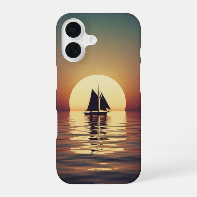 Retro Boat on Calm Sea iPhone Case (Back)