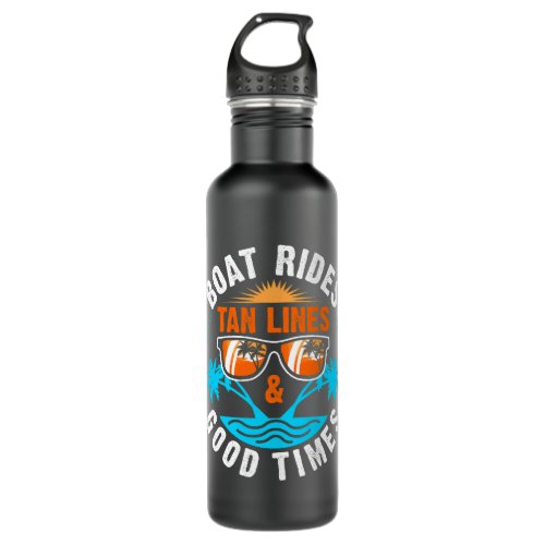 Retro Boating Love Boat Rides Palm Tree Feel Good  Stainless Steel Water Bottle