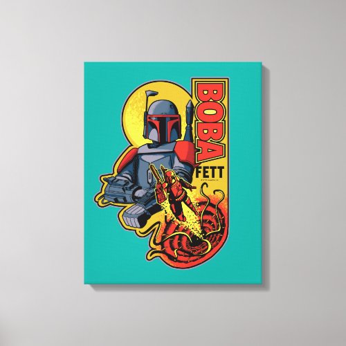 Retro Boba Fett Sarlacc Graphic Badge Canvas Print