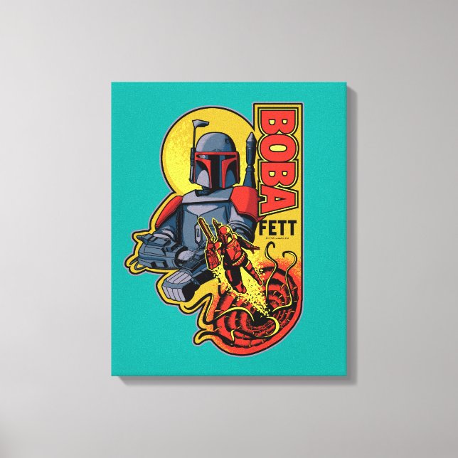 Retro Boba Fett Sarlacc Graphic Badge Canvas Print (Front)