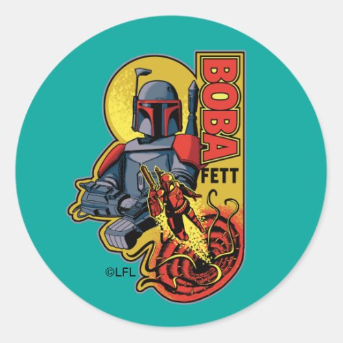 Retro Boba Fett Sarlacc Graphic Badge Classic Round Sticker