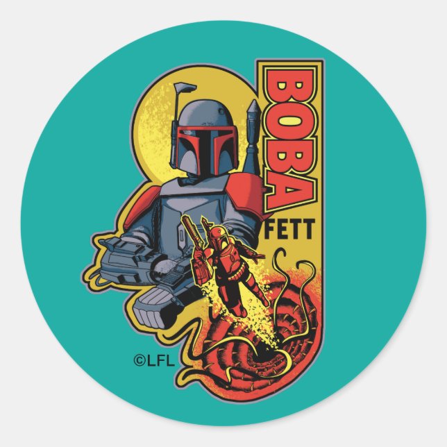 Retro Boba Fett Sarlacc Graphic Badge Classic Round Sticker (Front)