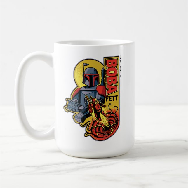 Retro Boba Fett Sarlacc Graphic Badge Coffee Mug (Left)