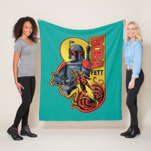 Retro Boba Fett Sarlacc Graphic Badge Fleece Blanket