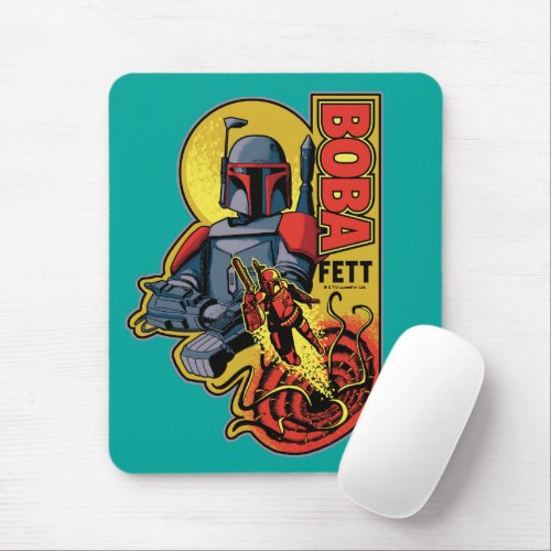 Retro Boba Fett Sarlacc Graphic Badge Mouse Pad