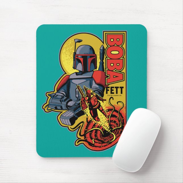 Retro Boba Fett Sarlacc Graphic Badge Mouse Pad (With Mouse)