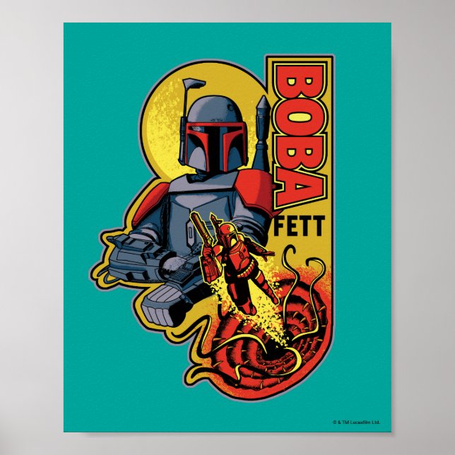 Retro Boba Fett Sarlacc Graphic Badge Poster (Front)