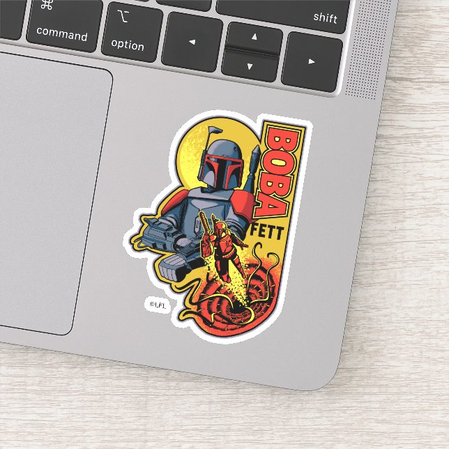 Retro Boba Fett Sarlacc Graphic Badge Sticker (Detail)