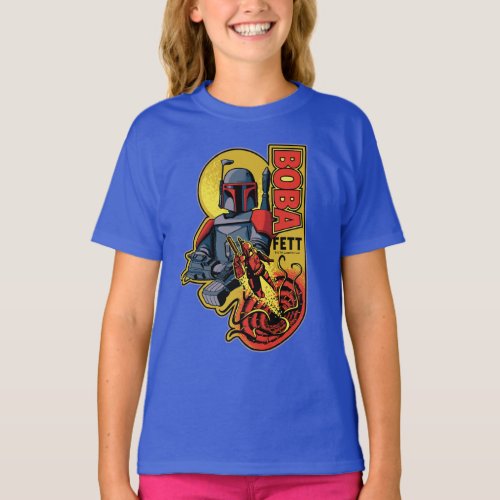 Retro Boba Fett Sarlacc Graphic Badge T_Shirt