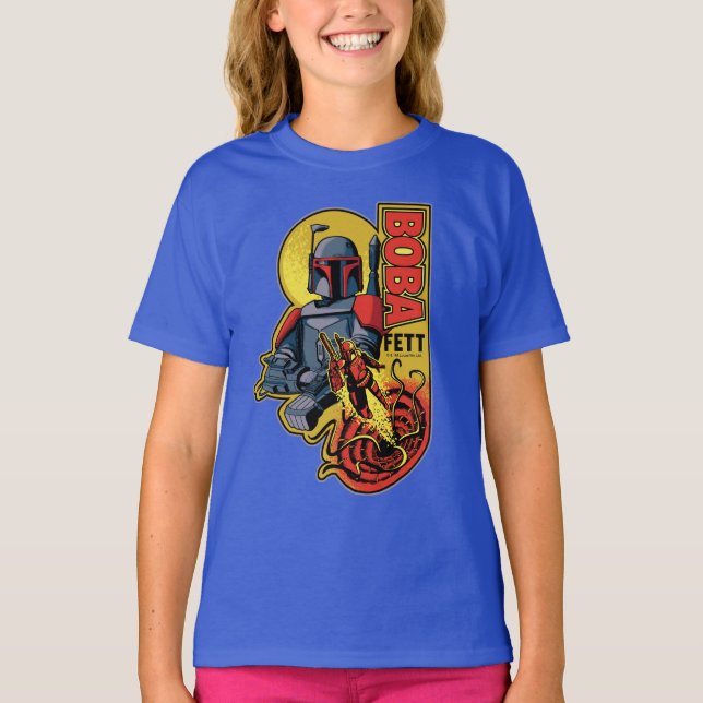 Retro Boba Fett Sarlacc Graphic Badge T-Shirt (Front)