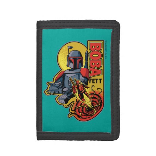 Retro Boba Fett Sarlacc Graphic Badge Trifold Wallet