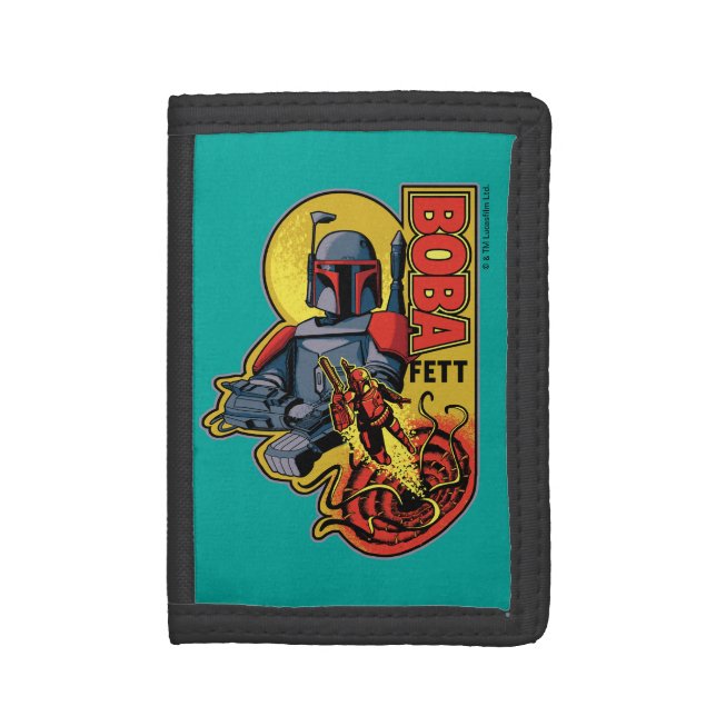 Retro Boba Fett Sarlacc Graphic Badge Trifold Wallet (Front Vertical)