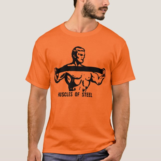 Retro Bodybuilder Advertising Design T-Shirt (Front)