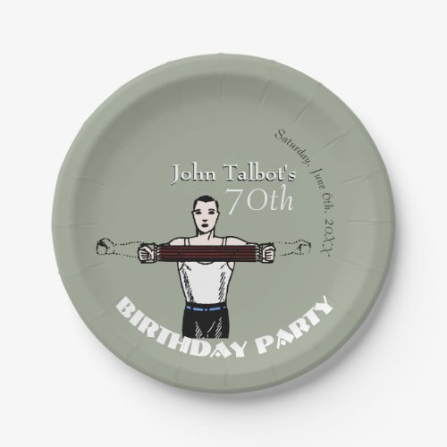 Retro Bodybuilding 70th Birthday Party P Plate