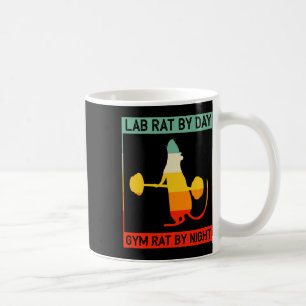 Retro Bodybuilding Lab Rat By Day Gym Rat By Night Coffee Mug