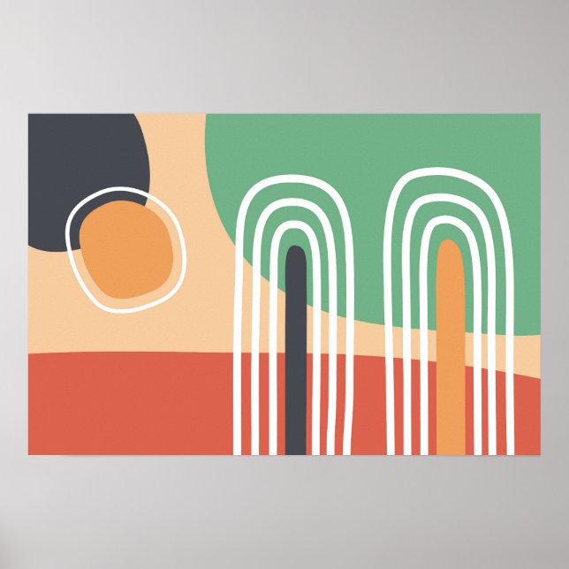 Retro bohemian abstract line art poster (Front)