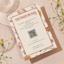 Retro Bohemian Floral Wedding Details QR Code
