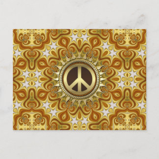 Retro Bohemian Groove Peace Symbol Postcard