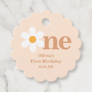 Retro Bohemian One Daisy First Birthday  Favor Tags