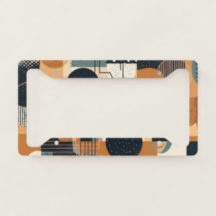 Retro Boho Abstract Shapes Burnt Orange Navy Cream License Plate Frame