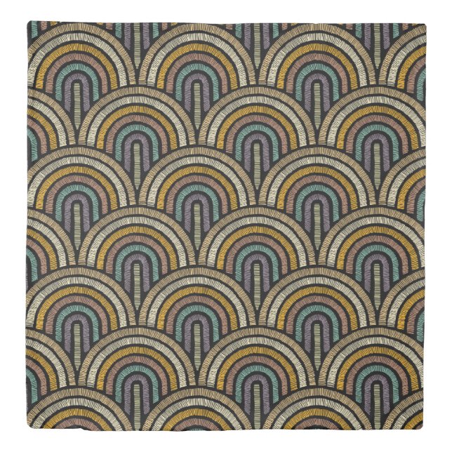 Retro Boho Arch Pattern Duvet Cover (Front)