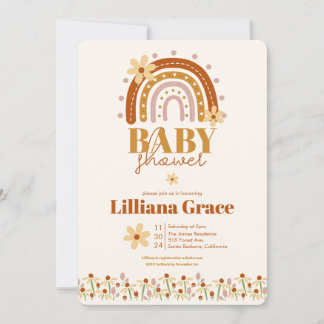 Retro Boho Baby Shower Invitation