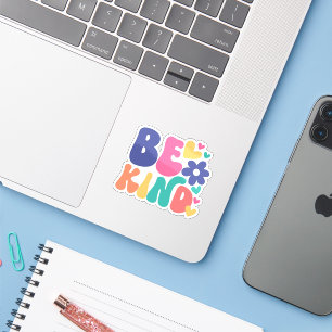 Retro Boho Be Kind – Colorful Groovy Flower Heart Sticker
