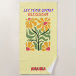Retro Boho Blooming Flowers Inspiration Quote Beach Towel<br><div class="desc">This Retro Boho Blooming Flowers Inspiration Quote Beach Towel is perfect for those who love flowers and the freedom of self discovery.</div>
