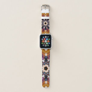 Retro Boho Bohemian Hippie Trippy Rosette Mandala Apple Watch Band