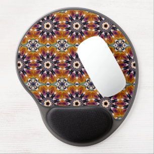 Retro Boho Bohemian Hippie Trippy Rosette Mandala Gel Mouse Pad