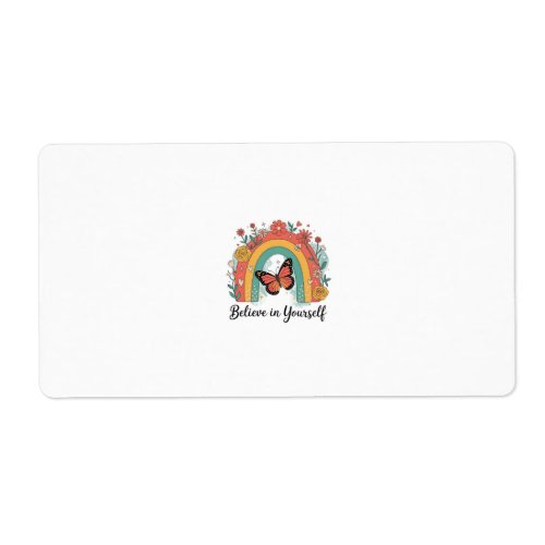 Retro Boho Butterfly Believe In Yourself Water Bot Label