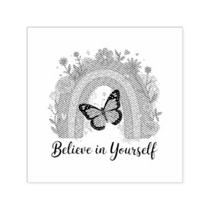 Retro Boho Butterfly Believe In Yourself Water Bot Self-inking Stamp