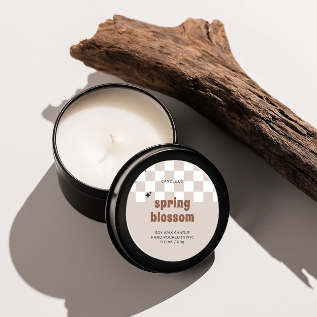 Retro Boho Checkered Soy Candle Jar Label (Creator Uploaded)