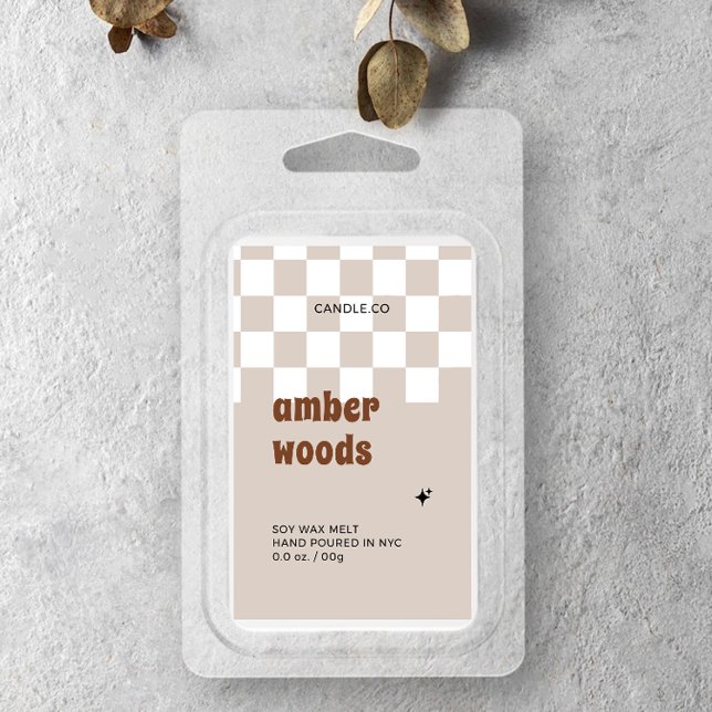 Retro Boho Checkered Soy Wax Melt Label (Creator Uploaded)