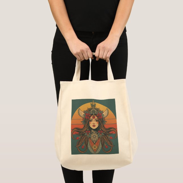 Retro Boho Chi Tote Bag - 70s Inspired Feminine (Front (Product))