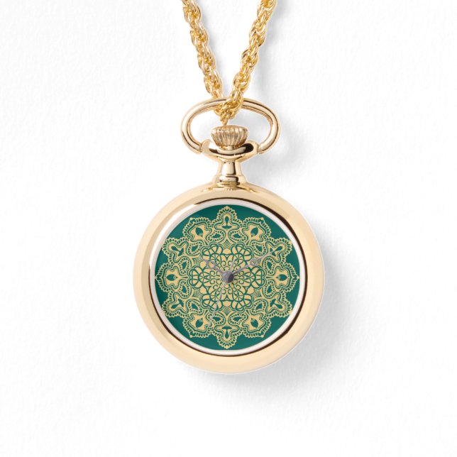 Retro Boho Chic Bohemian Hippie Rosette Mandala Watch (Front)