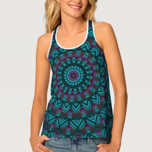 Retro Boho Chic Bohemian Southwestern Mandala  Tank Top (Front)