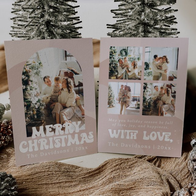 retro boho Christmas card 70's holiday greeting (Creator Uploaded)
