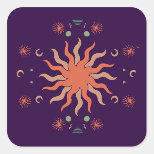 Sun Moon Celestial Spiritual Sticker - 5 Laptop Sticker - Waterproof Vinyl  for Car, Phone, Water Bottle - Boho Decal