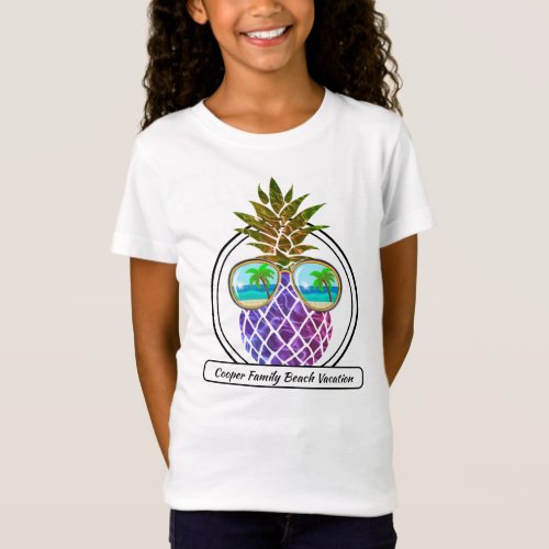 Retro boho cute pineapple with sunglasses T_Shirt