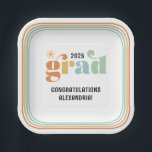 Retro Boho Daisy 2025 Grad Party Paper Plates<br><div class="desc">This graduation party paper plate offers a retro theme featuring boho colors. This paper plate makes a great personalized addition to your party decor.</div>