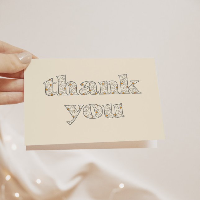 Retro Boho Daisy Baby Shower Thank You Card (Creator Uploaded)