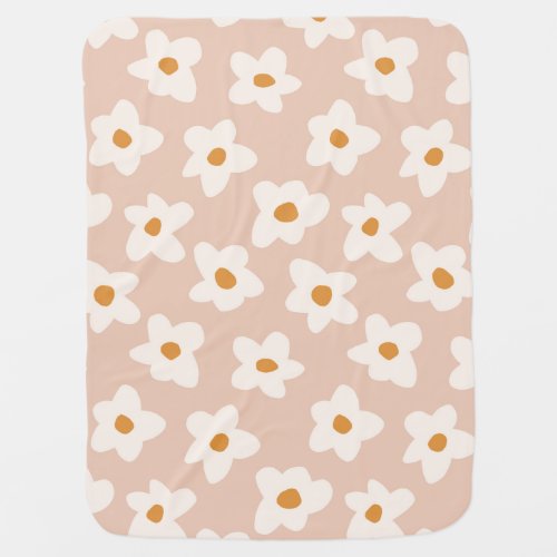 Retro Boho Daisy Flower in Pink Baby Blanket