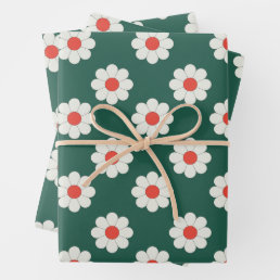 Retro Boho Daisy Holiday Gift Wrapping Paper Sheets