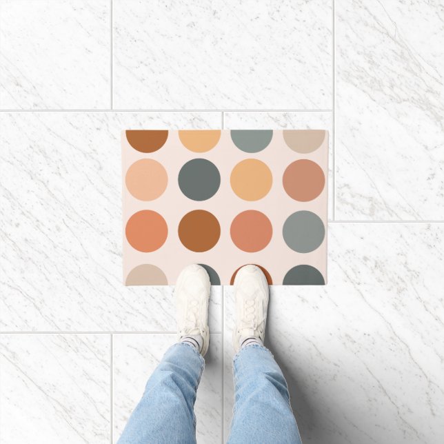 Retro Boho Dots Neutral Doormat (Indoor)